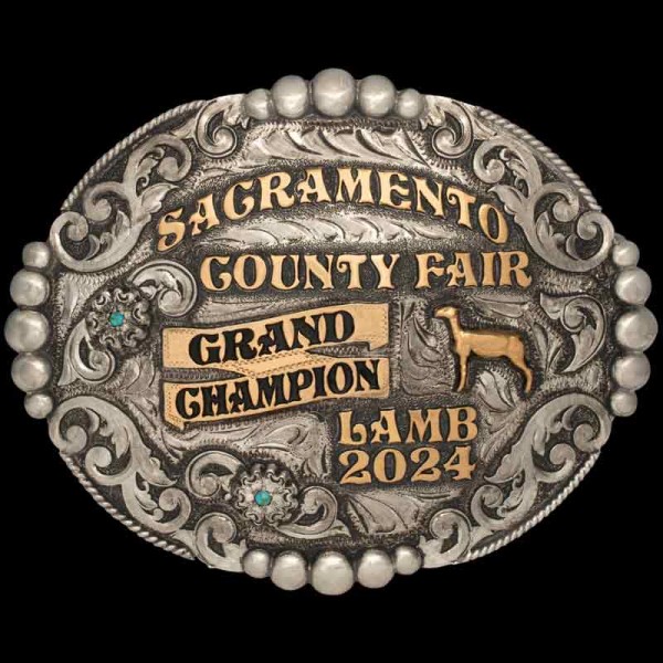 The classic Western-style Bozeman Custom Belt Buckle is the best award for your rodeo or county fair! Customize this vintage silver buckle now!